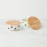 Apple Toss Round Bowl With Lid, Set Of 2
